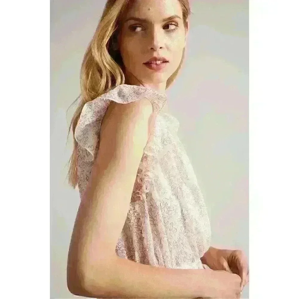 NEW Ted Baker Women's 0 Evelyna Coral-Print Ruffle Mini Dress • Reg Price $295